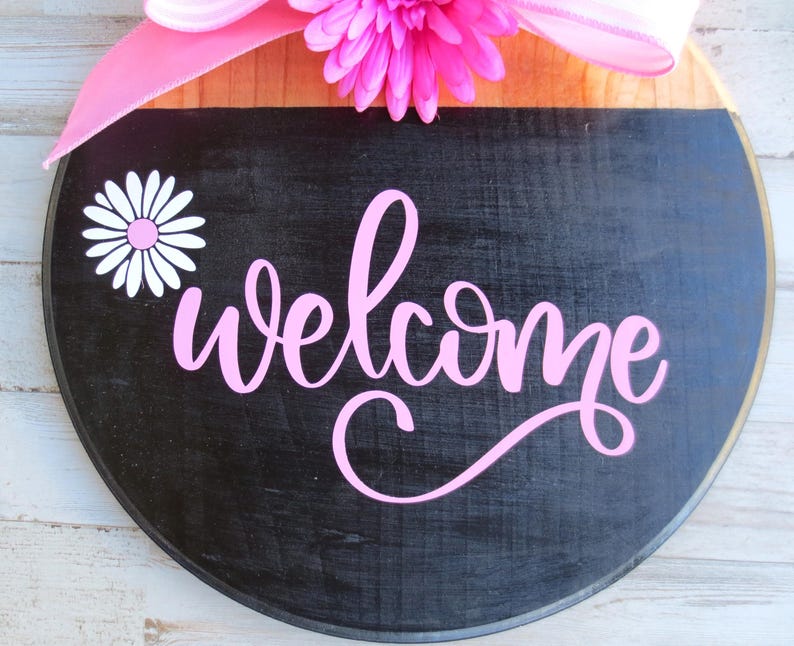 Solid Wood Welcome Sign, Daisy Dragonfly Farmhouse Porch Decor (12X12 ...