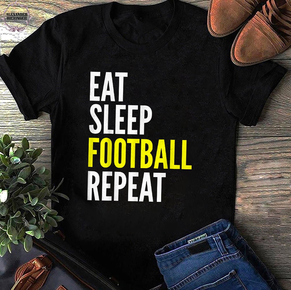 EAT SLEEP FOOTBALL Repeat Mens T-Shirt Player Fan Design Gift Present (Col) U00a311.99 - UK