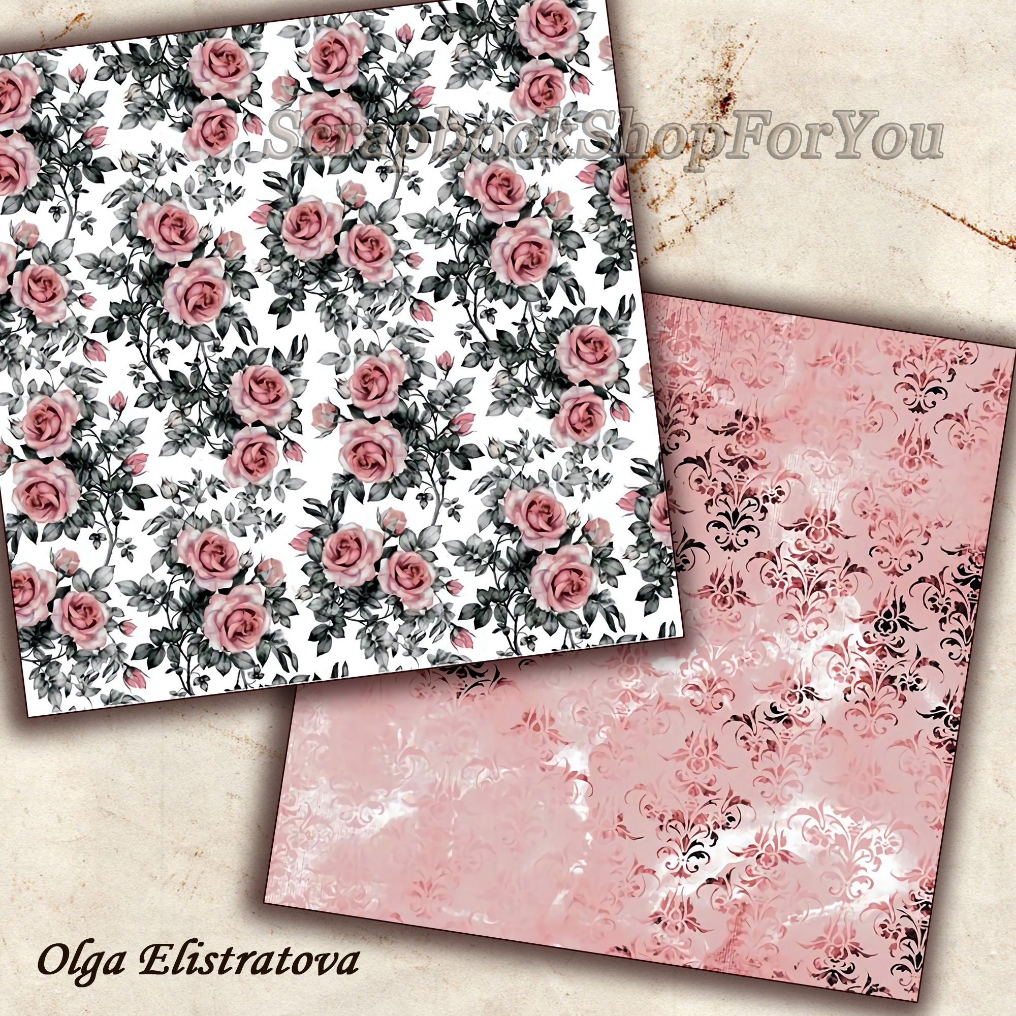 Vintage roses digital papers Vintage roses collection Etsy