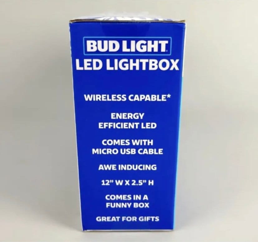 Bud Light LED Lightbox 12 X 2.5 Micro USB Power Man Cave Game Room Bar