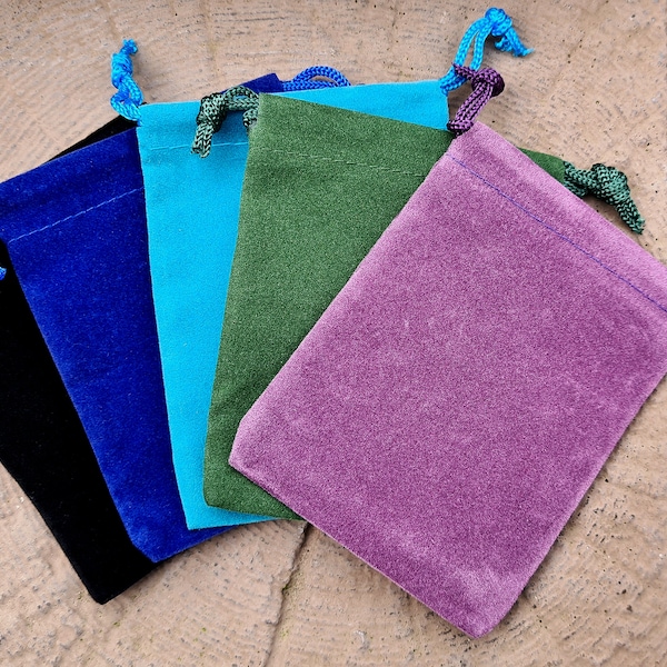 Velvet Drawstring Pouch, Purple, Turquoise Blue, Black, Royal Blue or Green, Velvet Drawstring Gift Bag