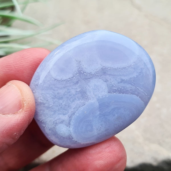 Blue Lace Agate Palm Stone, Crystal
