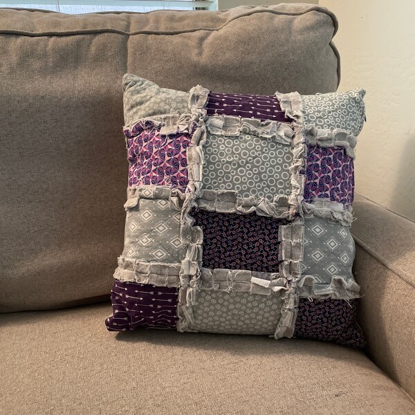 Rag Quilt Pillow Etsy