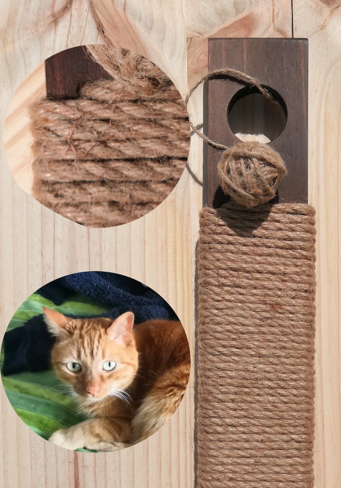 Cat wall scratcher with toy Etsy