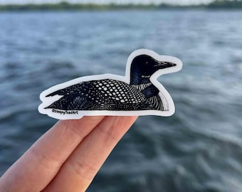 Loon Sticker, Waterproof Vinyl Wildlife Sticker, Nature Bird Decal, Cottagecore Outdoor Lover Gift, Lake Life Canada Art