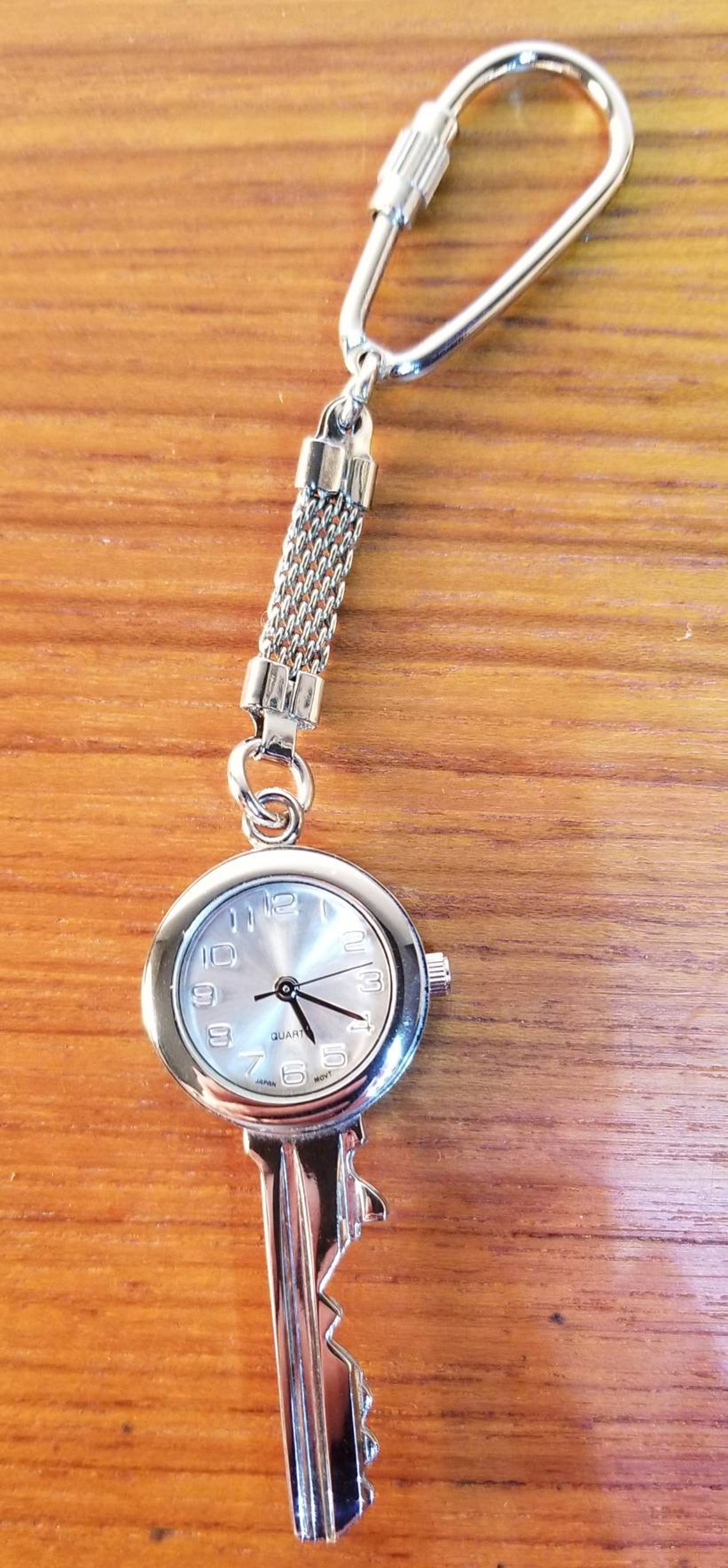 Keychain pocket watch stainless steel case with brushed steel Etsy