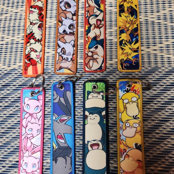 Embroidered Pocket Monsters Keychain: Anime Jet Tag Keyring
