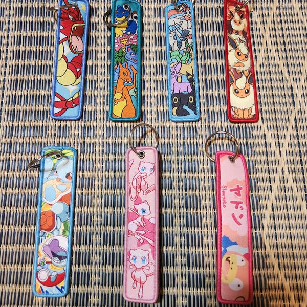 Embroidered Pocket Monsters Keychain: Anime Jet Tag Keyring