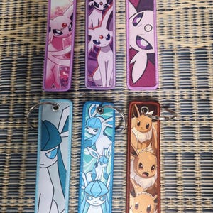 Pocket Monsters-sleutelhanger, geborduurd jettag-animecadeau Eevee Glaceon Espeon-sleutelhanger