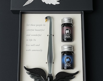 Swan Glass Dip Pen: Hand Blown Crystal Calligraphy Set
