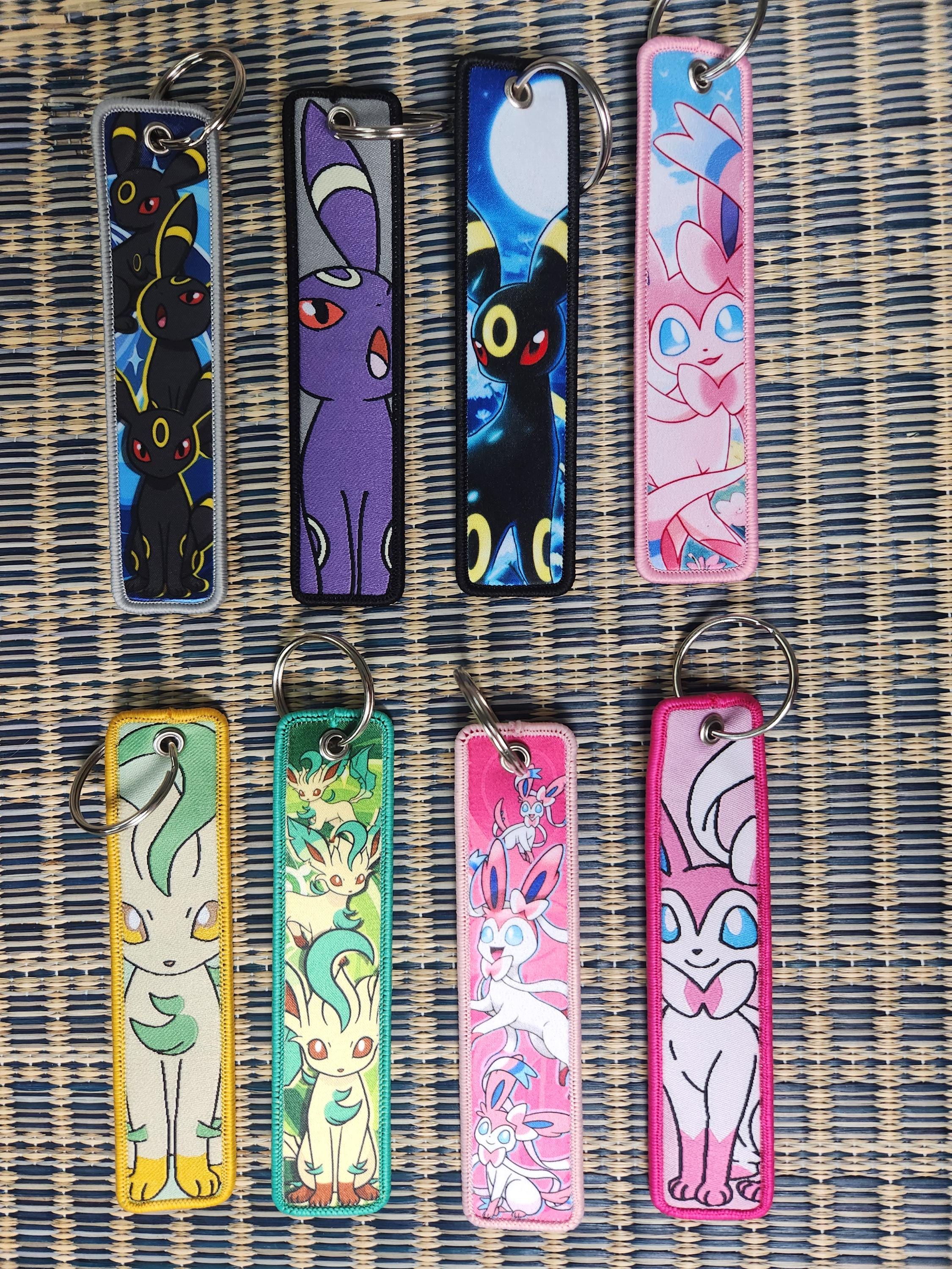 Pocket Monsters Keychain, Embroidered jet tag Anime Keyring, Motorcycle Backpack Keychain | Anime Gifts Umbreon | Sylveon | Leafeon