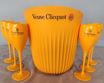 Veuve Clicquot Sunrays Champagne Ice Bucket Gift Set With Flutes New
