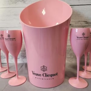 Veuve Pink Acrylic Bucket and 6 flutes Gift Set New | Customizable