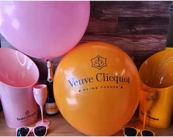 Veuve Clicquot Party Balloons x 10 | Mix of 5 Orange 5 Pink Variety