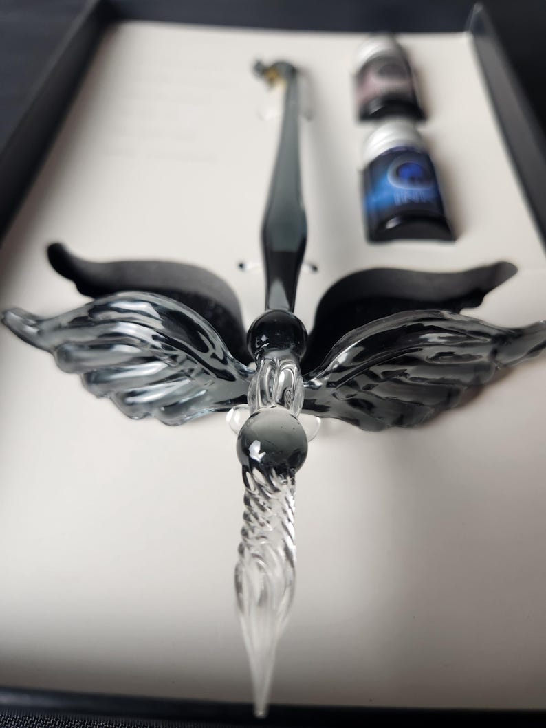Swan Glass Dip Pen: Hand Blown Crystal Calligraphy Set - Etsy