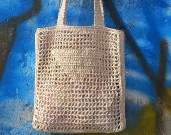 Raffia tote bag . Shoulders mesh bag. Vintage raffia bag . Crochet Beach bag.