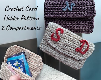 Crochet Card Holder Pattern | Two-Compartment Wallet (PDF Pattern only)