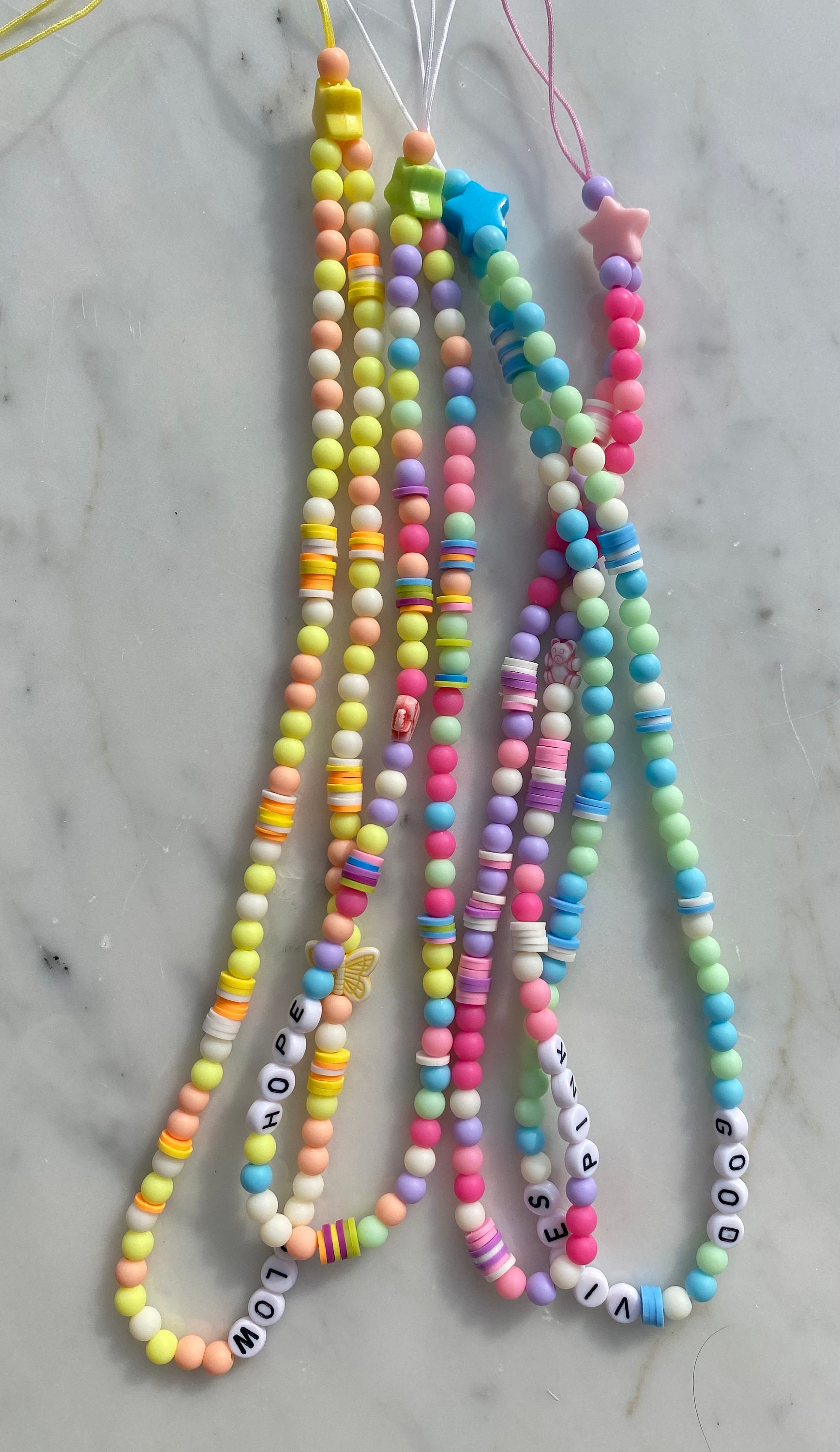Multi color phone strap with beads Etsy
