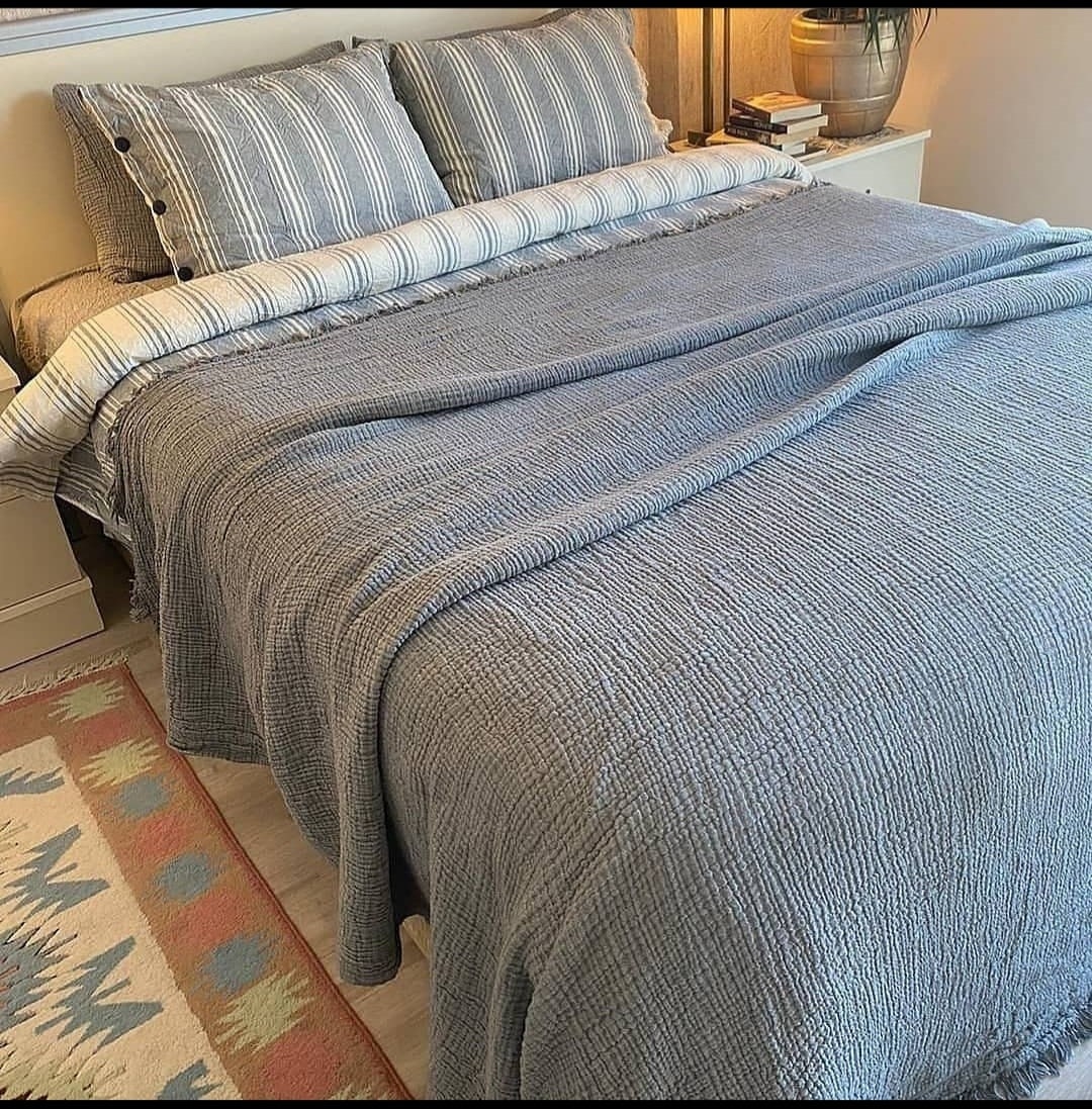 King Size Muslin Blanket 4 Layers Thick Color Options Bed Etsy