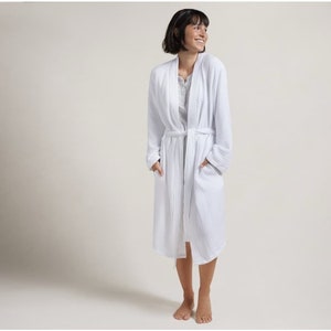 Unisex Cotton Bathrobe, Muslin kimono Turkish Towel Useful,Easy Dry Dressing Grown, Soft Bathing Suit for Men and Women, Robes hidden pocket