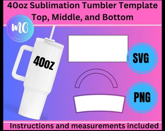 40oz Tumbler Template, Tumbler Sublimation template, Full Wrap Template, 40oz tumbler SVG, 40oz Quencher tumbler Canva template