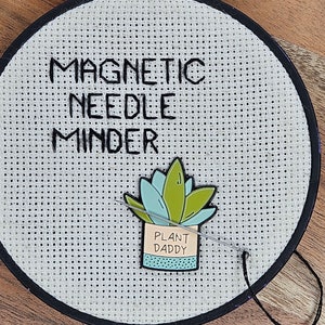 Plant Daddy Needle Minder | Magnetic Cross Stitch Tool | Hat Magnet, Planner Clip, Gift for Plant Lovers & Stitchers