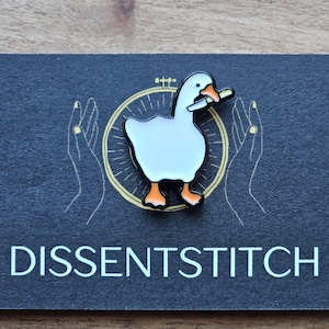 Honk Goose Needle Minder Magnetic Cross Stitch Accessory – Goose Holding Knife Hat and Planner Magnet – Cute Stitching Gift