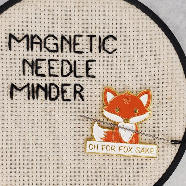 Fox Needle Minder Magnetic for Cross Stitch, Embroidery, or Fox Decorative Magnet - Funny Needle Minder - Pun Needle Minder