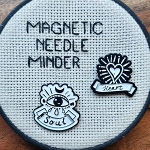 Heart and Soul Needle Minder Magnetic for Cross Stitch, Embroidery, or Heart Decorative Magnet - Nerd Needle Minder - Punk Needle Minder