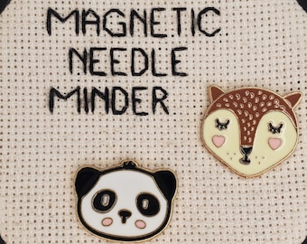 Panda or Fox Needle Minder Magnetic for Cross Stitch, Embroidery, or Decorative Magnet - Panda Needle Minder - Animal Needle Minder