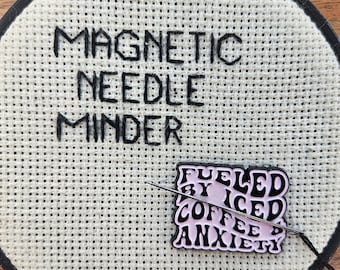 Iced Coffee Needle Minder Magnetic for Cross Stitch, Embroidery or Coffee Decorative Magnet - Coffee Needle Minder - Caffeine Needle Minder
