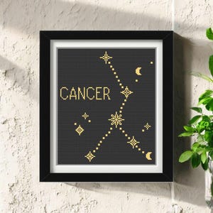 Schema per punto croce della costellazione del Cancro in formato PDF – Ricamo del segno zodiacale – Download digitale immediato