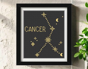 Cancer Constellation Cross Stitch Pattern PDF – Zodiac Star Sign Embroidery – Digital Instant Download
