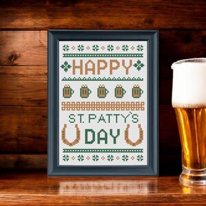 St. Patrick's Day-kruissteekpatroon pdf | Lucky Shamrock-ontwerp | Direct downloaden