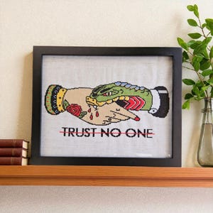 Trust No One Cross Stitch Pattern PDF | Tattoo Snake Design | Instant Download