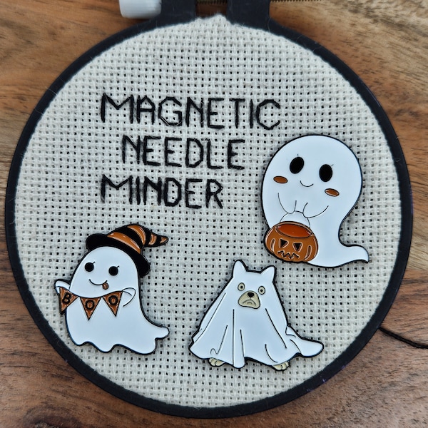 Ghost Halloween Needle Minder Magnetic for Cross Stitch, Embroidery, Dog Needle Minder - Ghost Needle Minder - Boo Needle Minder
