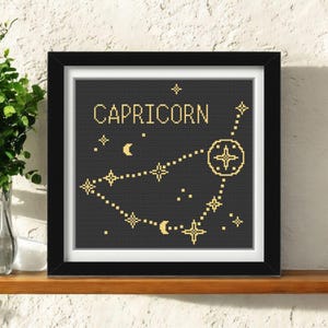 Capricorn Constellation Cross Stitch Pattern PDF – Zodiac Star Sign Embroidery – Star Needlepoint Design - Digital Instant Download