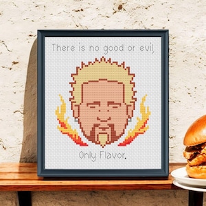 Padrão de ponto cruz Guy Fieri em PDF - Design de bordado para restaurantes drive-in e mergulho - Download instantâneo