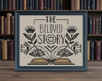 The Beloved Story Cross Stitch Pattern PDF – Book Lover Embroidery – Literary Floral Design - Instant Download