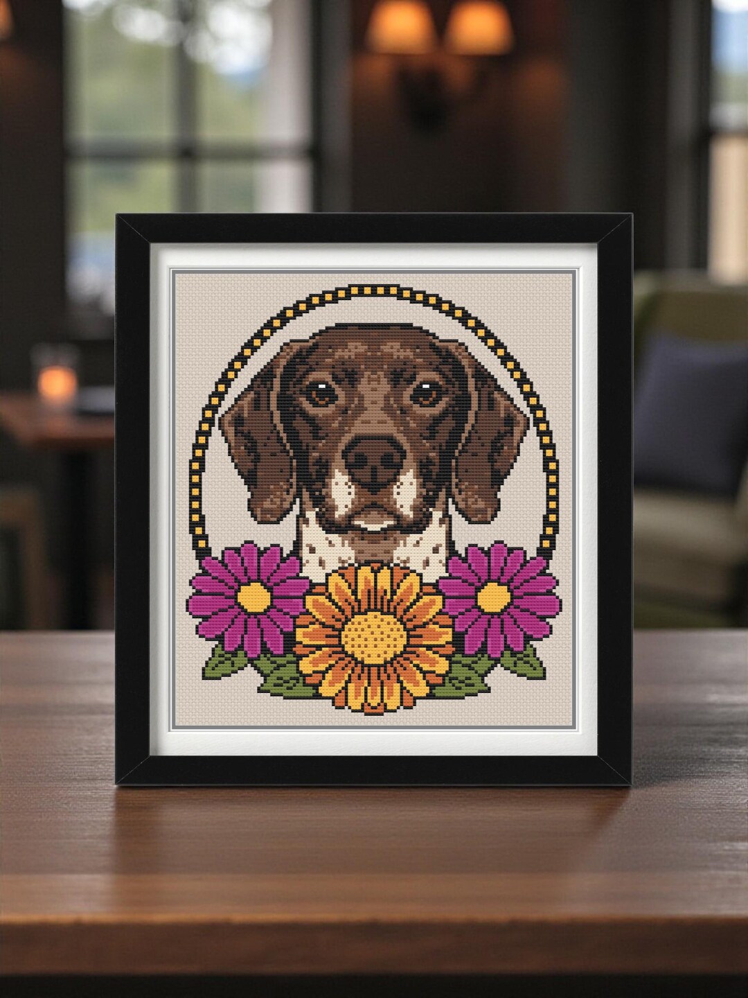 German Shorthair Pointer Cross Stitch Pattern | Tattoo Style Dog ...
