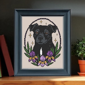 Black Lab Mix Cross Stitch Pattern PDF | Floral Dog Portrait | Instant Download