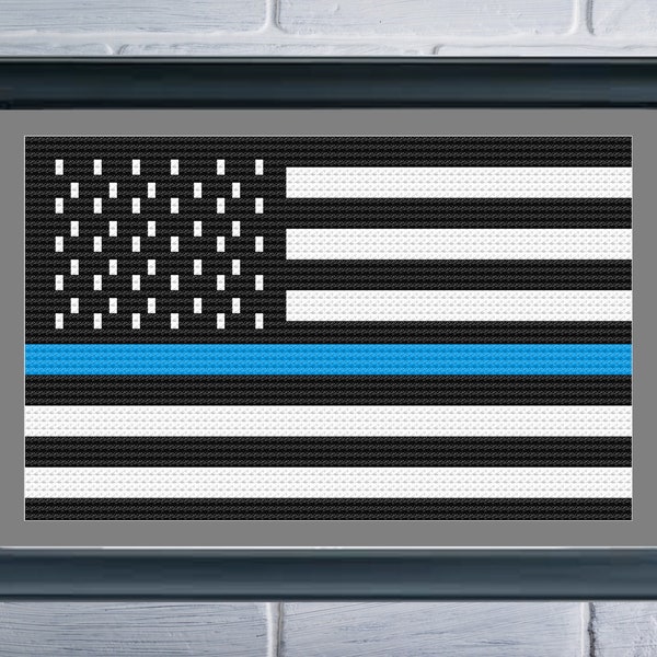 PATTERN Thin Blue Line Cross Stitch Pattern - Modern Cross Stitch Pattern - Police Cross Stitch - Flag Cross Stitch Pattern