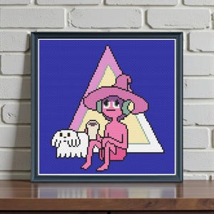 Modèle de point de croix gospel minuit - Duncan Trussell citation PDF - motif de broderie psychédélique - couture Trippy TV