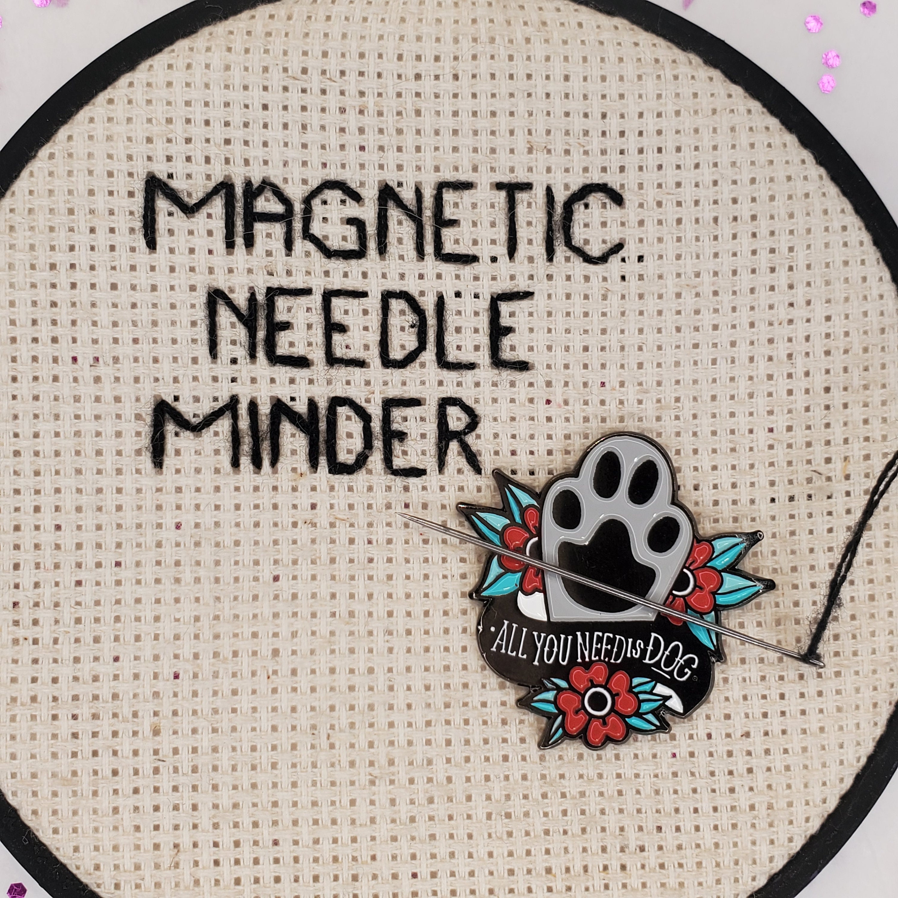 Halloween Dogs 1-1/8 Fabric Needle Minders Magnetic Cross 