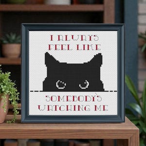 Somebody's Watching Me Cat kruissteekpatroon pdf | Grappig kattenontwerp | Direct downloaden