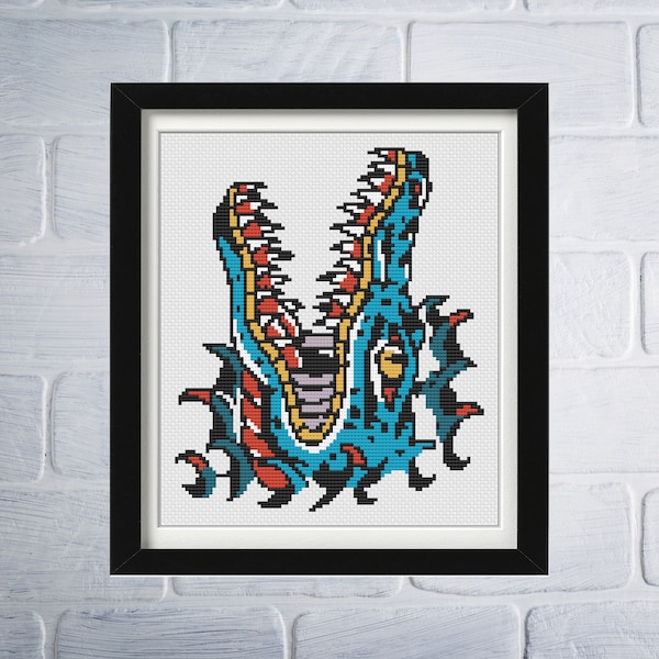 PATTERN Blue Alligator Cross Stitch Pattern - Tattoo Cross Stitch Pattern - Gator Cross Stitch - Subversive Cross Stitch  Funny Cross Stitch