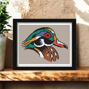 Wood Duck Cross Stitch Pattern PDF - Tattoo Bird Embroidery Design - Father&#39;s Day Needlework - Instant Download