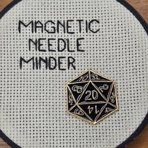 DND Dice D20 Needle Minder Magnetic for Cross Stitch, or Decorative Magnet - DND Needle Minder - Dice Needle Minder - Nerd Needle Minder