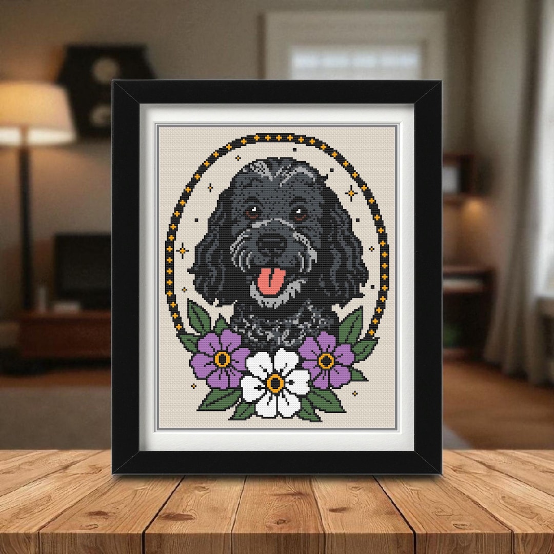 Blue Merle Cockapoo Tattoo Cross Stitch Pattern PDF – Doodle Dog ...