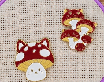 Gamer Cat Mushroom Needle Minder | Cat Magnetic Needle Minder | Hat or Planner Magnet